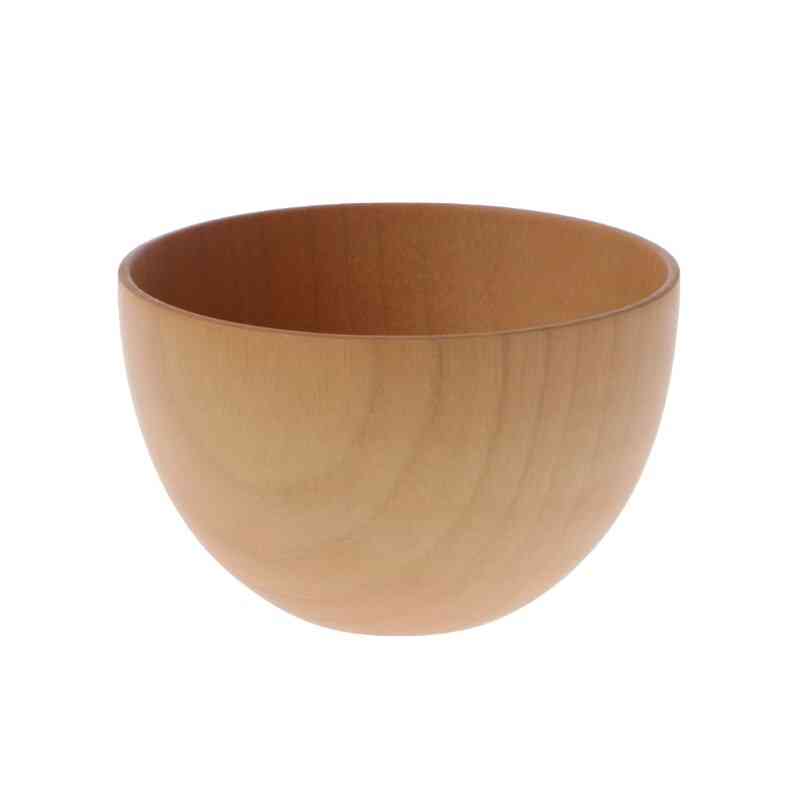 Natural Wooden Bowl For Serving Rice Soup Round Wood Salad Dishes Handmade