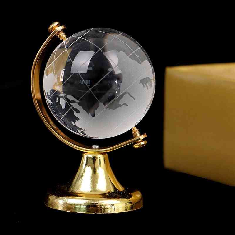 Gold Stand Crystal World Globe Home Furnishings Decorate Box