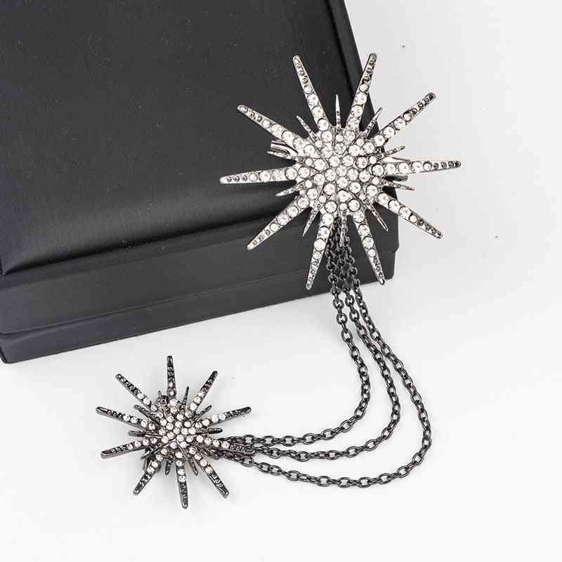 Retro Metal Six-awn Stars Snowflake Lapel Pins And Brooches