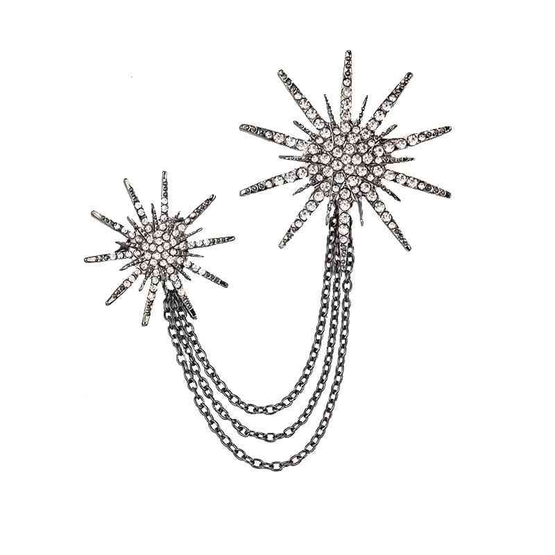 Retro Metal Six-awn Stars Snowflake Lapel Pins And Brooches