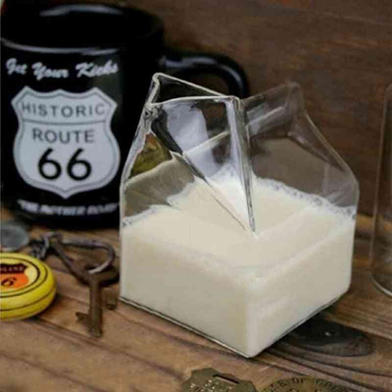 Half Pint Milk Carton Style Creative Mini Creamer Jug Glass Mug