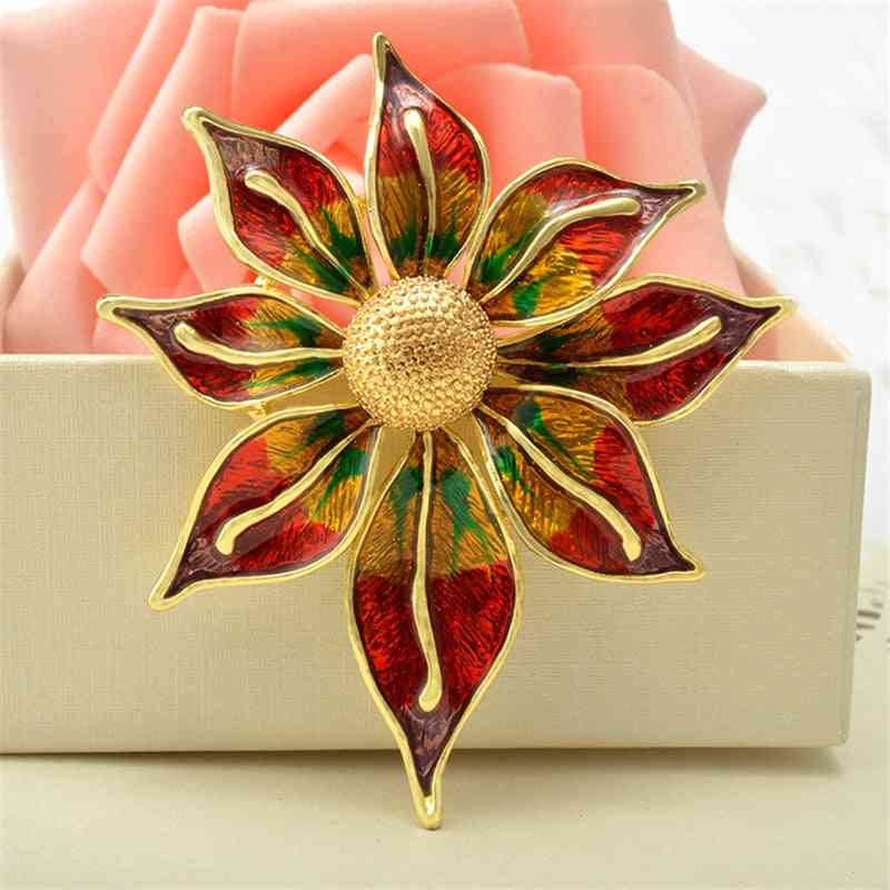 Gold Large Brooches Flower Brooch Coat Collar Broche