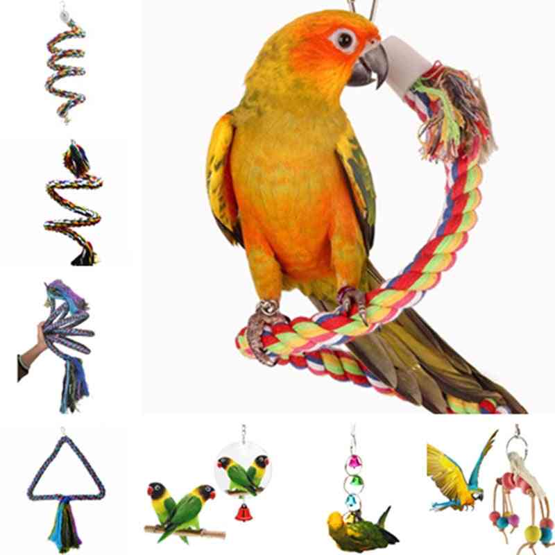 Spiral Cotton Rope Chewing Bar Parrot Swing