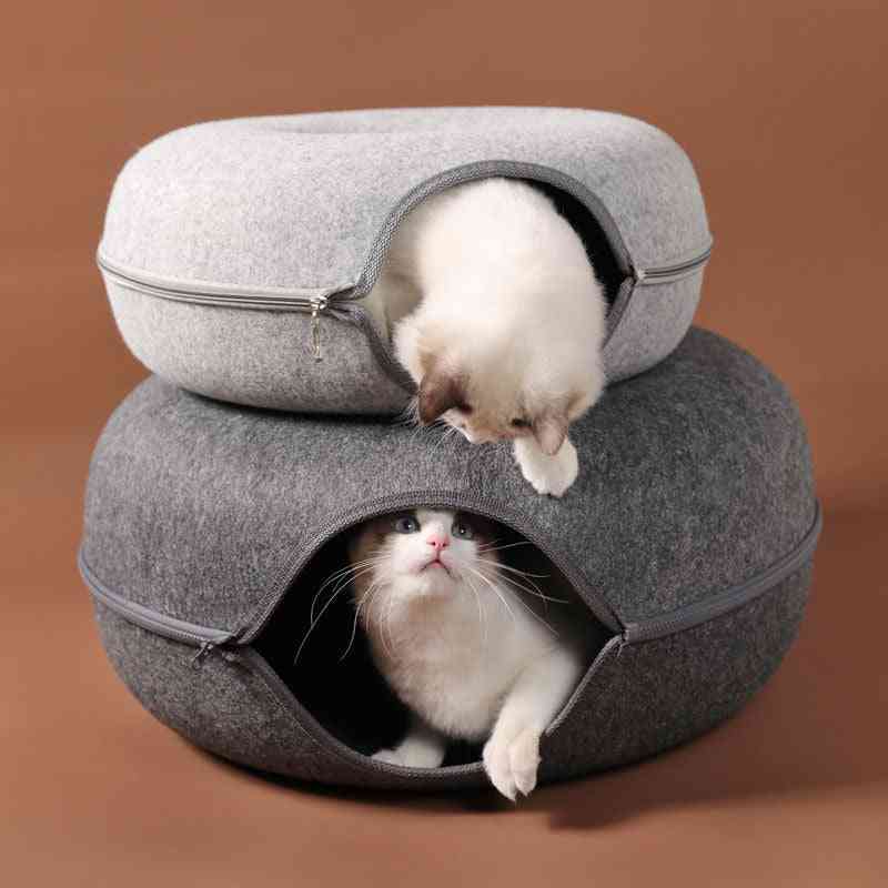 Cats House Basket-funny Round Tunnel  With Cushion Mat