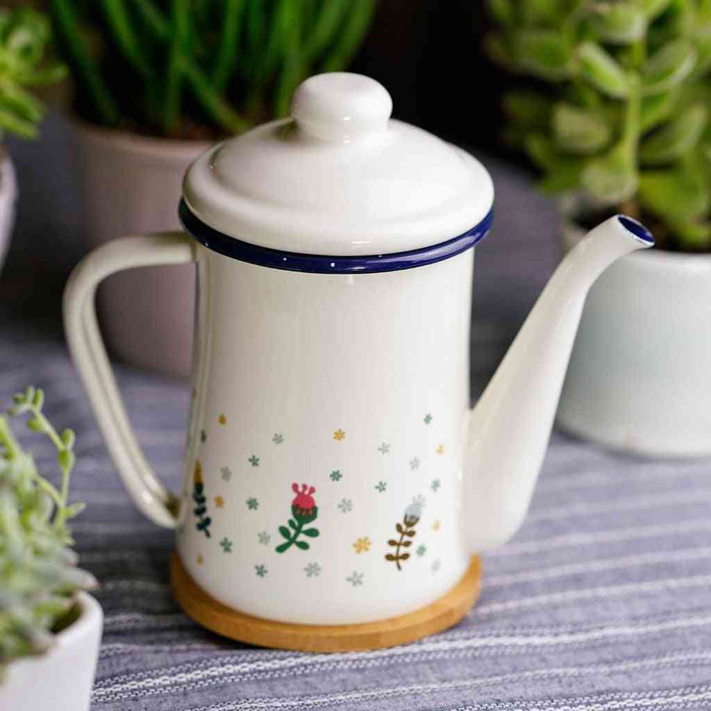 Kitchen Catering Teapot Kettle Enamel Water Coffee Tea Pot