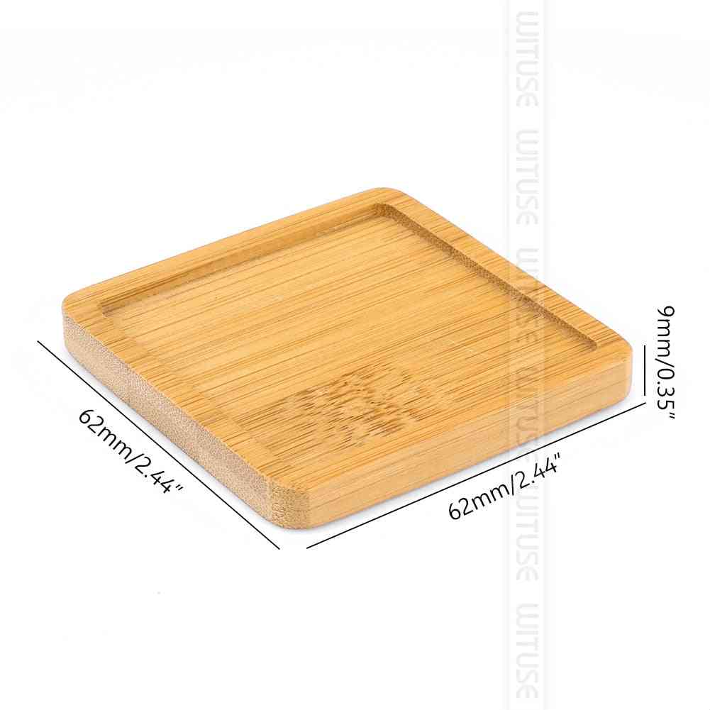 Round Square Flower Pots - Planter Bamboo Tray