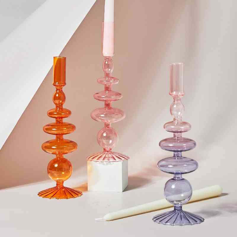 Retro  Glass Classic Craft Candlesticks Holders For  Wedding Decorations