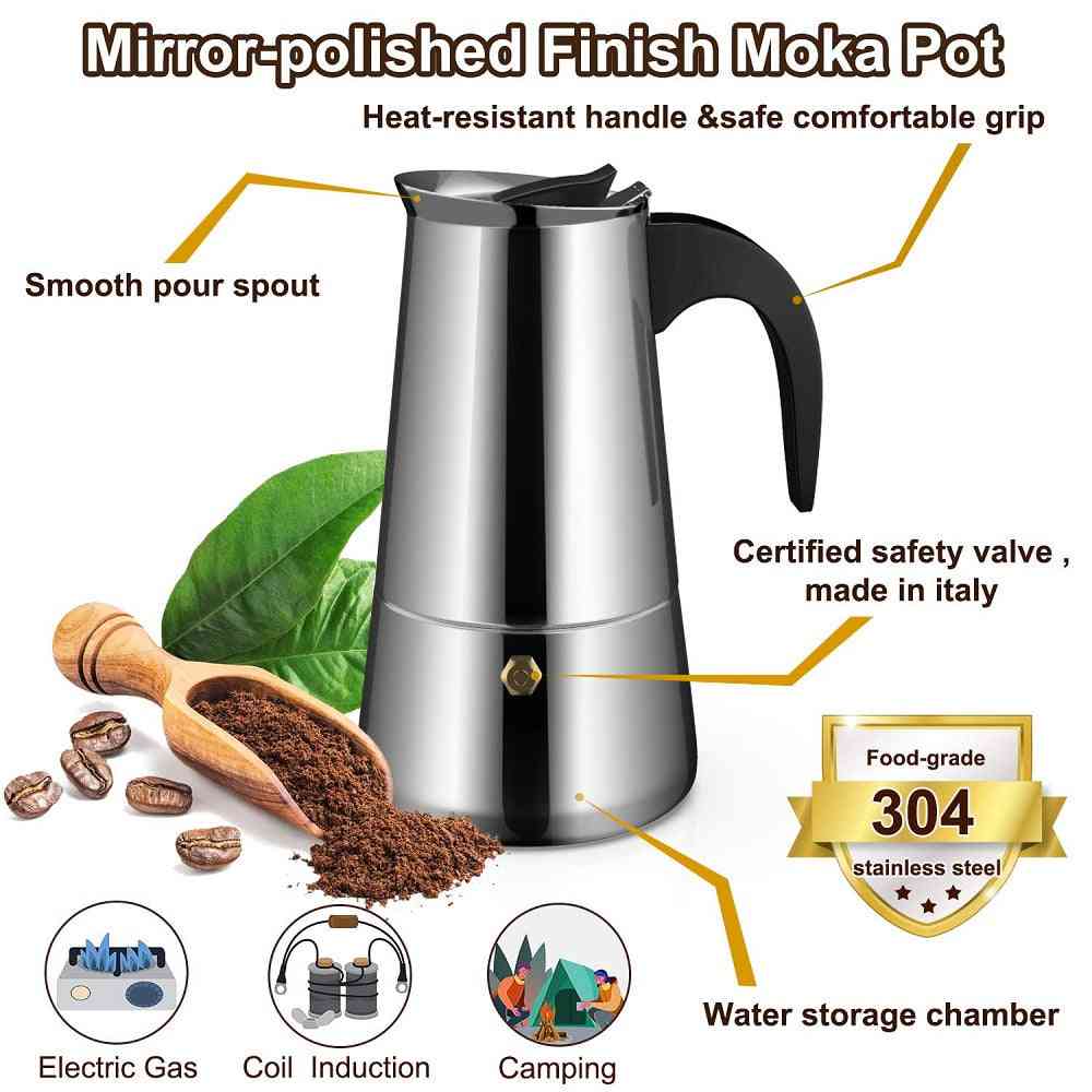 Stainless Steel Moka Coffee Pot