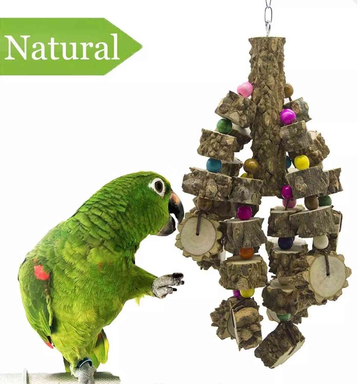 Natural Wood Large Parrot Toy