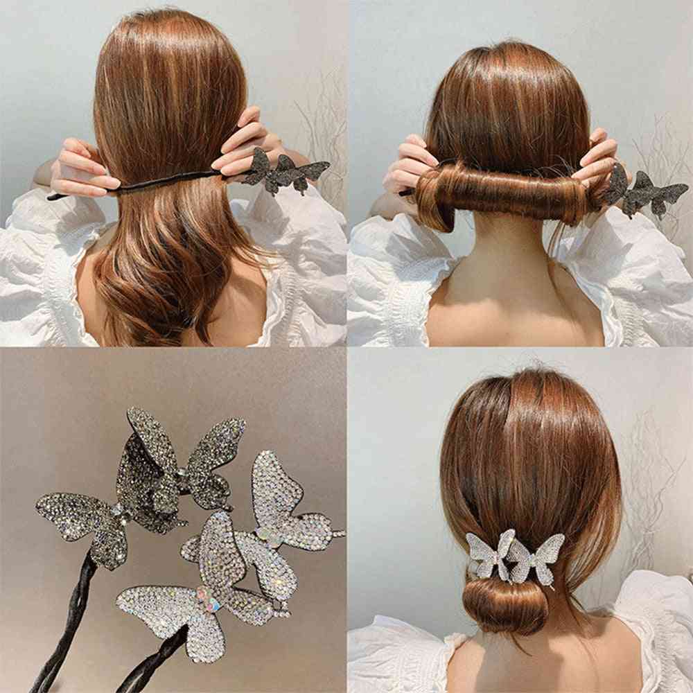 Hair Stick Butterfly Hairpin Flower Bud Hair Ornament Headdress