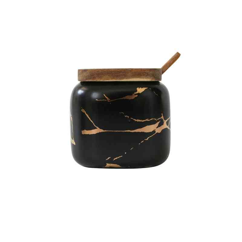 Wooden Cover Tray Salt Shaker Spice Jar