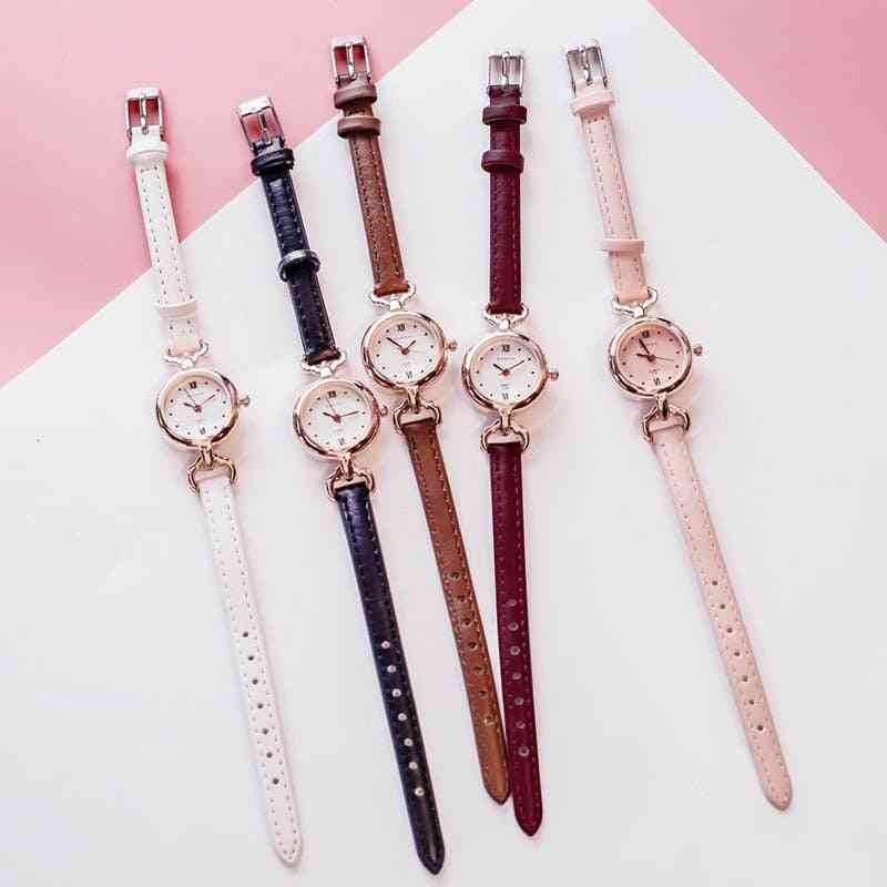 Women Pu Leather Strap  Simple Quartz Mini Wrist Watch