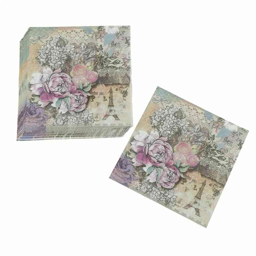 Printed Feature Rose Paper Napkins