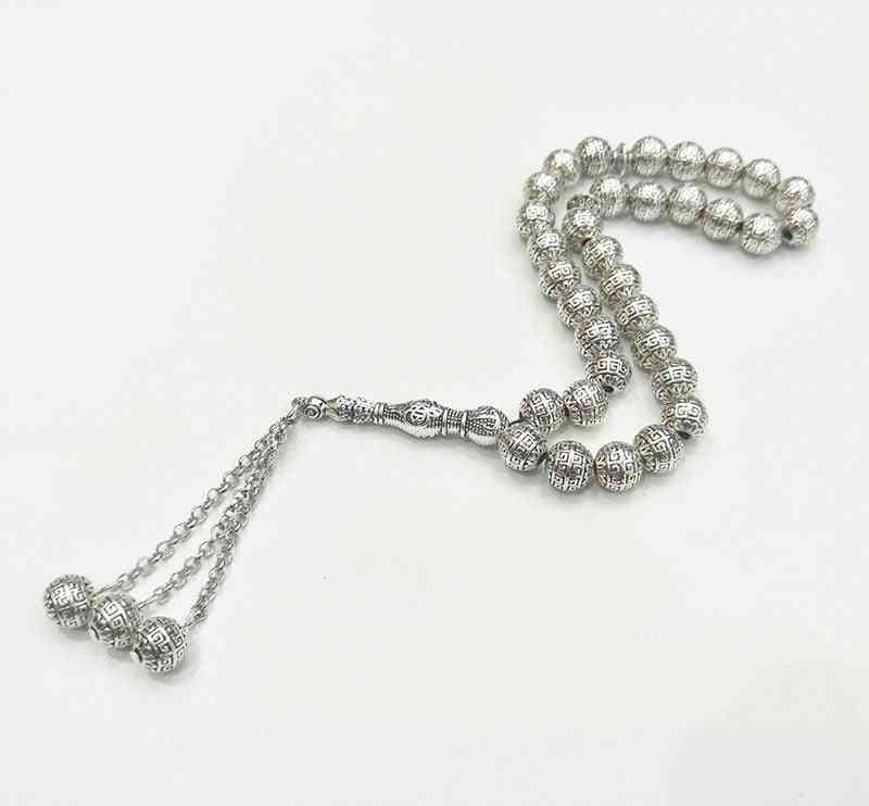 9mm Silver Plated Beads With 33 Muslim Prayer Bracelets