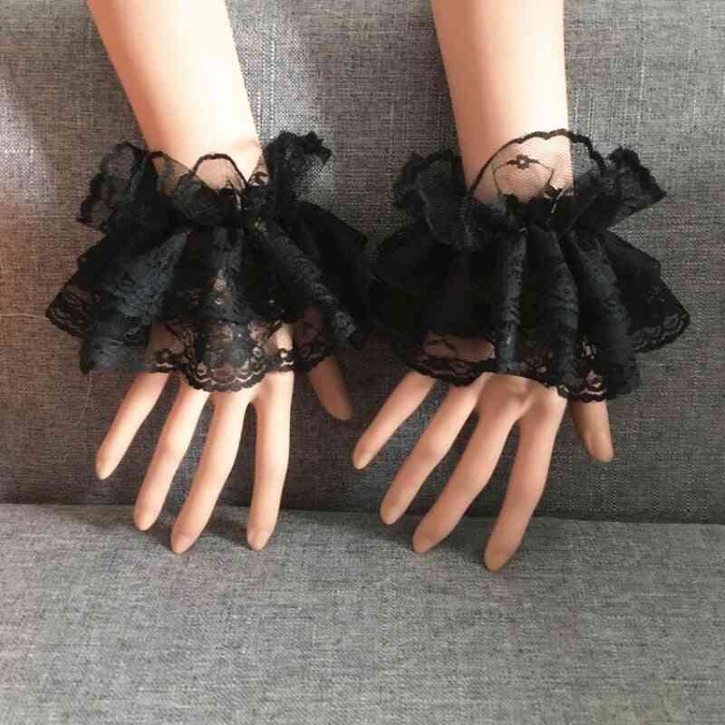 Gotiske kvinner korte armermer blonder håndledd mansjetter