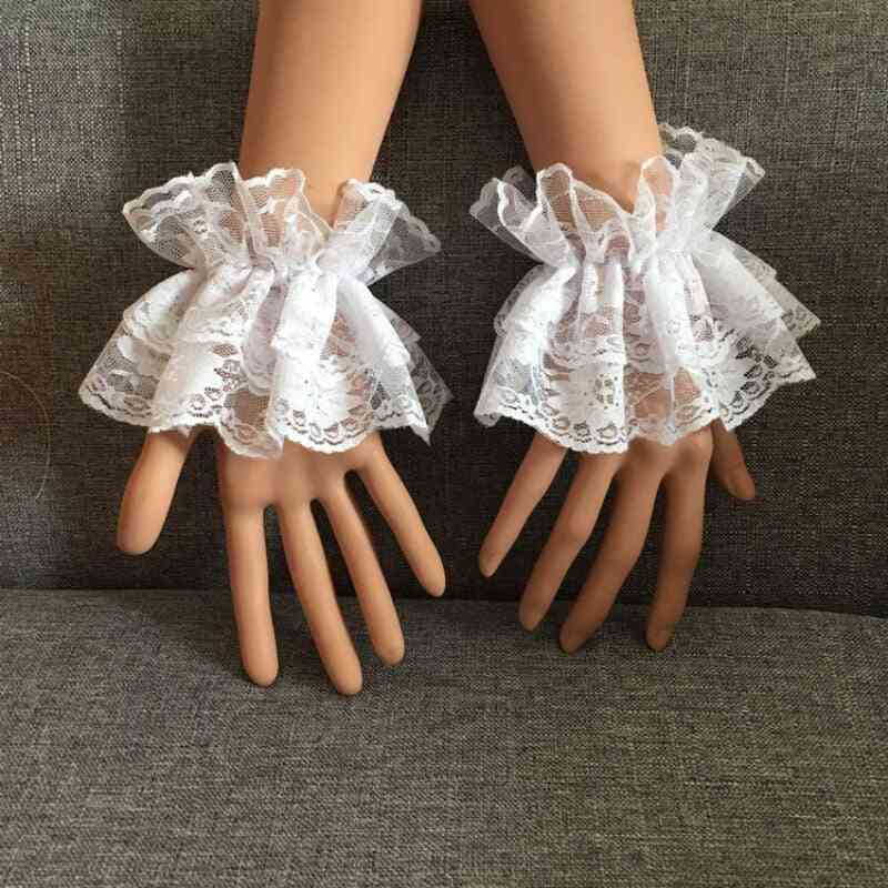 Gothic Women Short Arm Sleeves Lace Wrist Cuffs