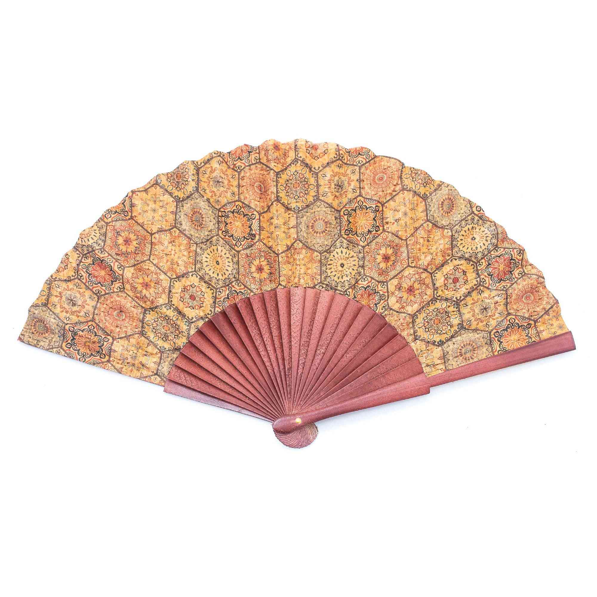 Cork Hand Fan With Traditional Portuguese Pattern