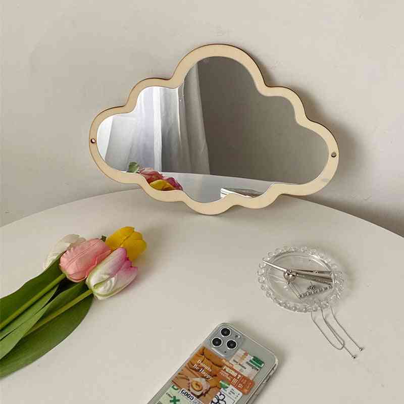 Cutelife Nordic Cloud Wood Make-up Decorative Mirror Glass Living Room