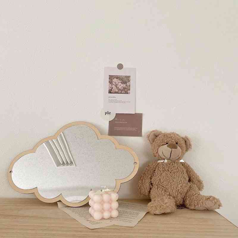 Cutelife Nordic Cloud Wood Make-up Decorative Mirror Glass Living Room