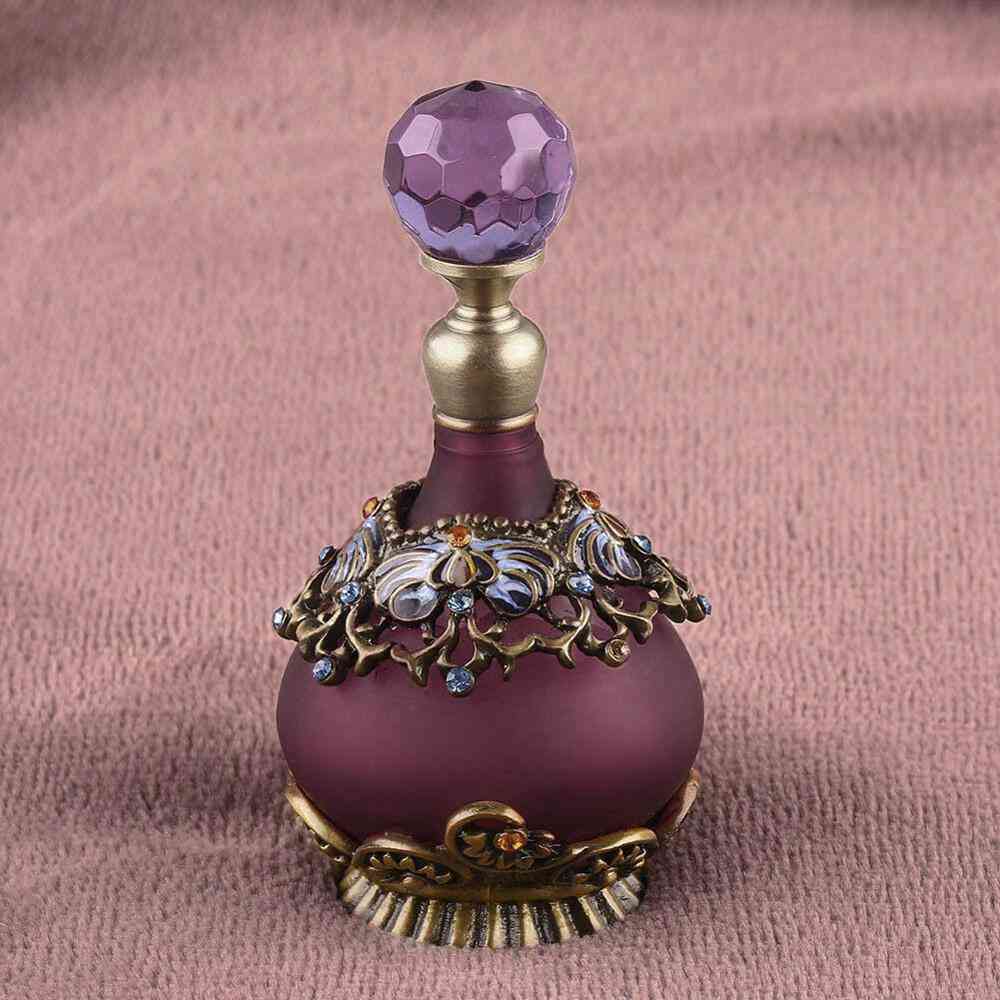 Vintage Purple Flower Empty Glass Perfume Bottle