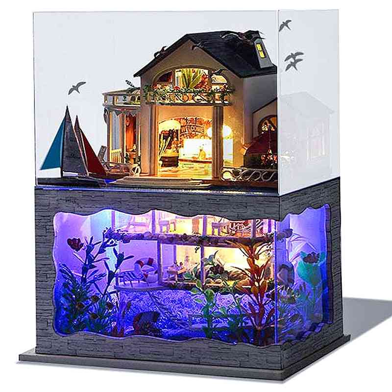 Gör-det-själv dockhus i trä dockskåp i miniatyr