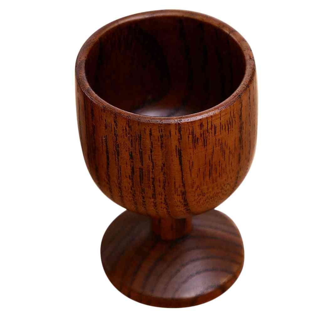 Natural Wooden Goblet Red Wine Cup Beer Mug Party Brown