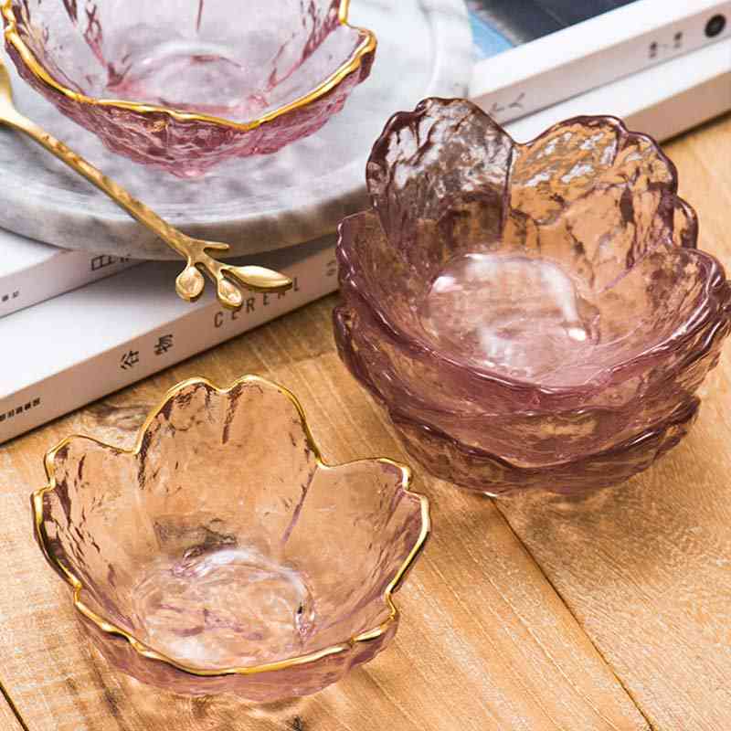 Cherry Glass Dish Inlaid Gold Household Tableware Dish Nordic Style Gold