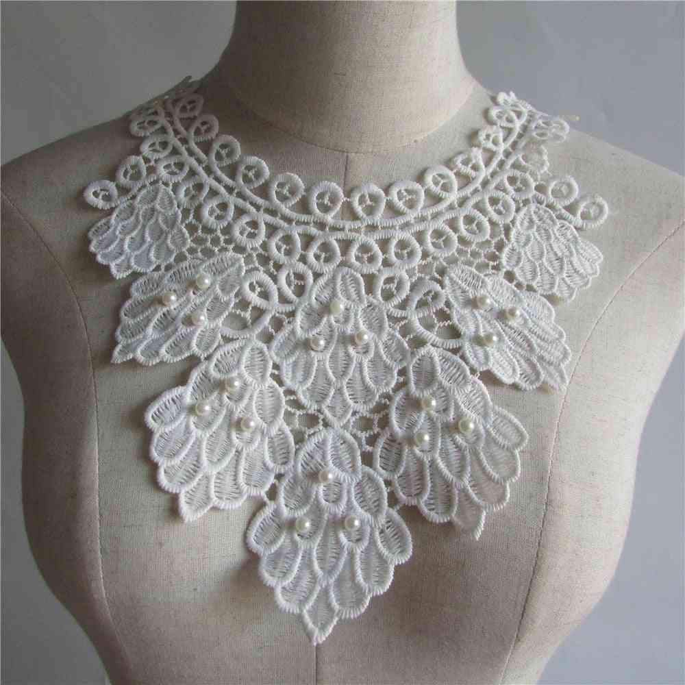 High Quality White Pearl Embroidery Lace Collar Diy Clothing Sewing Accessories