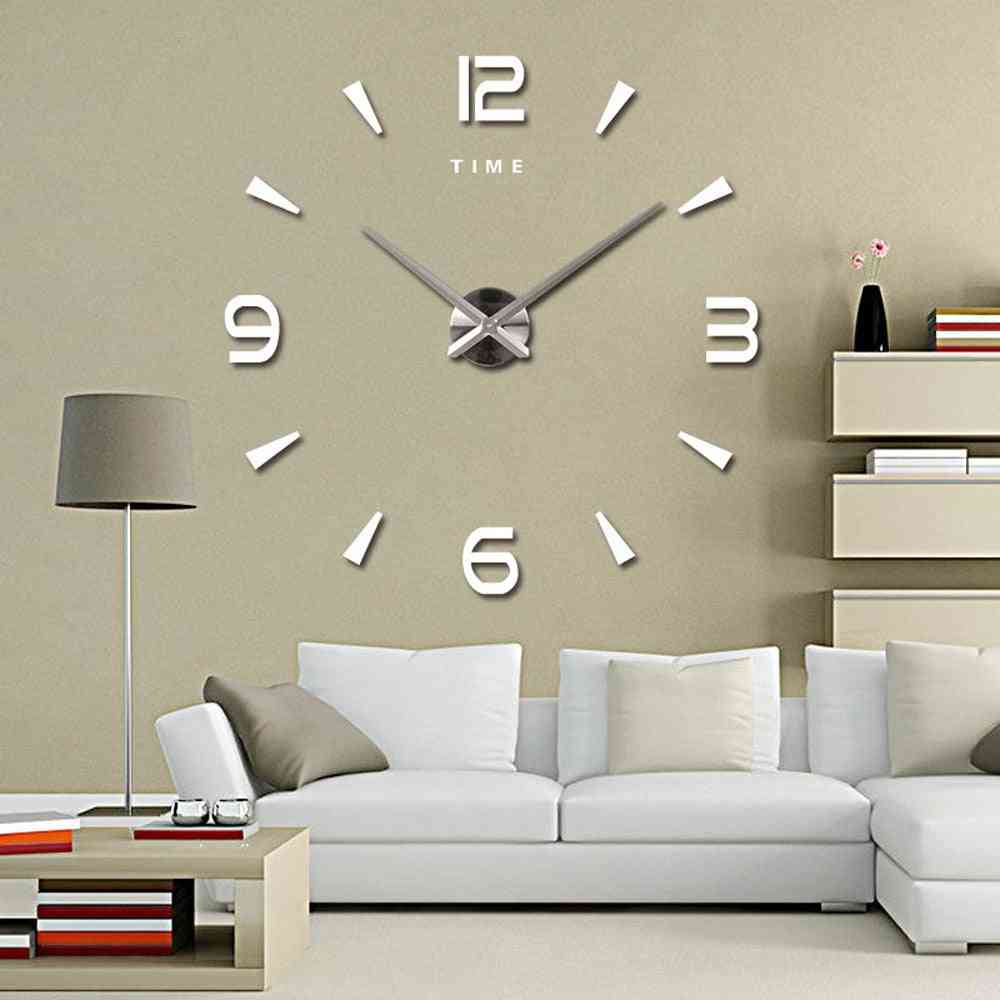 Large Wall Clock Quartz - 3d Diy Big Decorative Kitchen Clocks