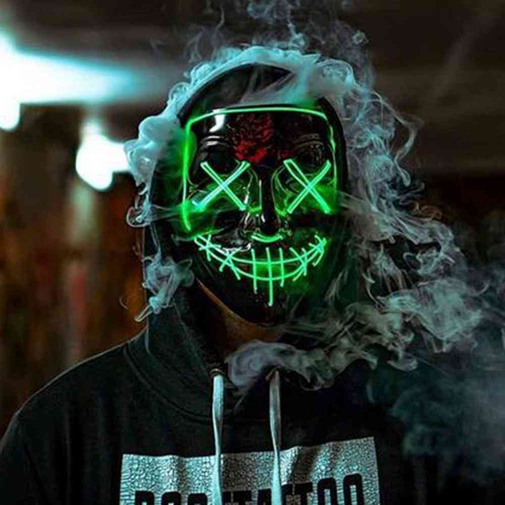 Skræmmende led halloween cosplay lys op ansigtsmaske