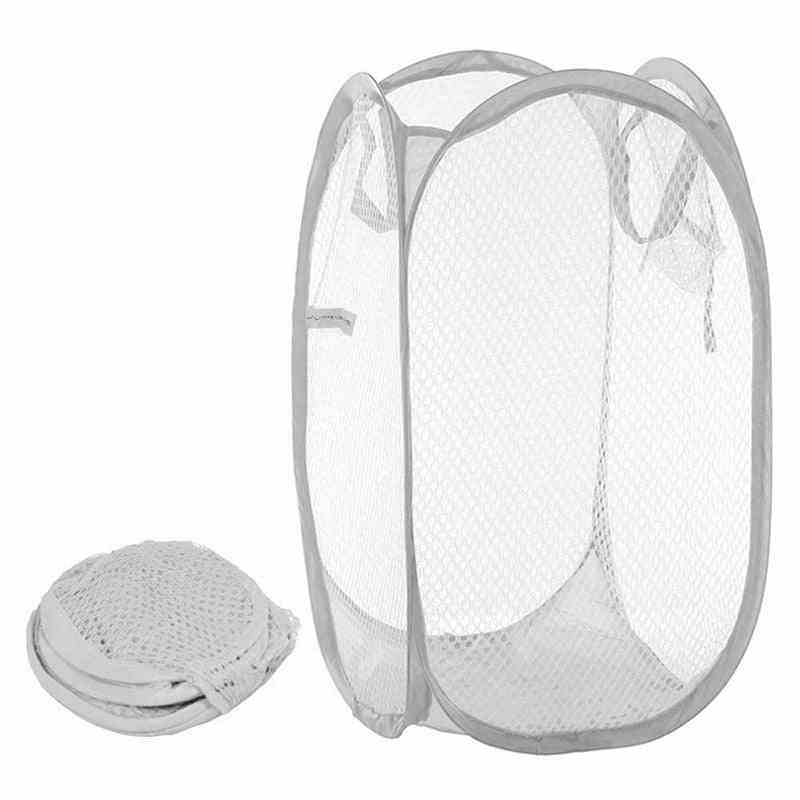 Foldable Fabric Clothes Storage Baskets Mesh Washing Dirty Clothes