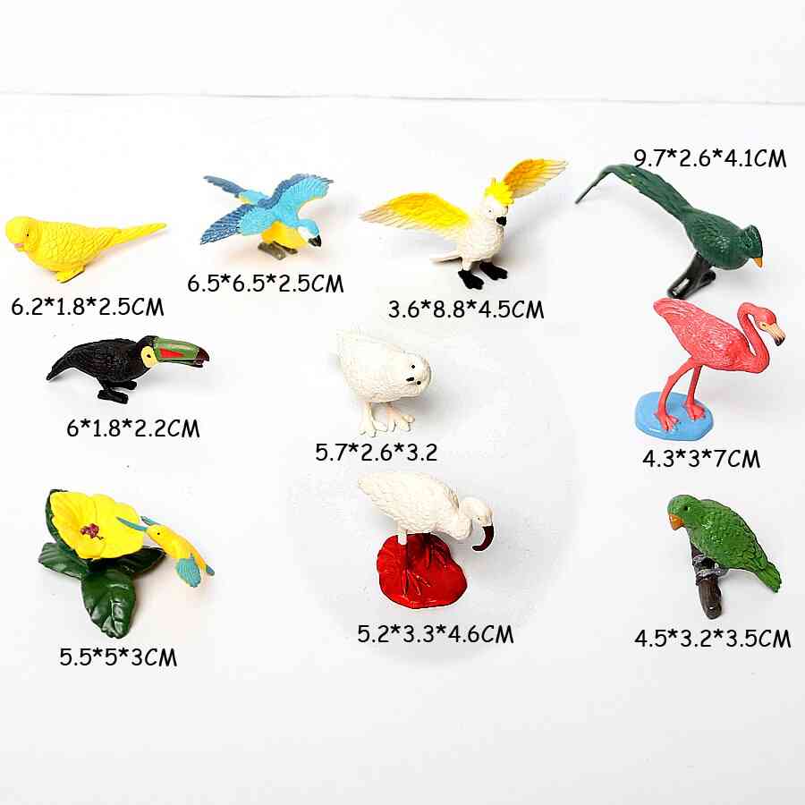 Realistic Bird Animals Figurines Parakeet,quetzal,cockatoo, Flamingo Bird