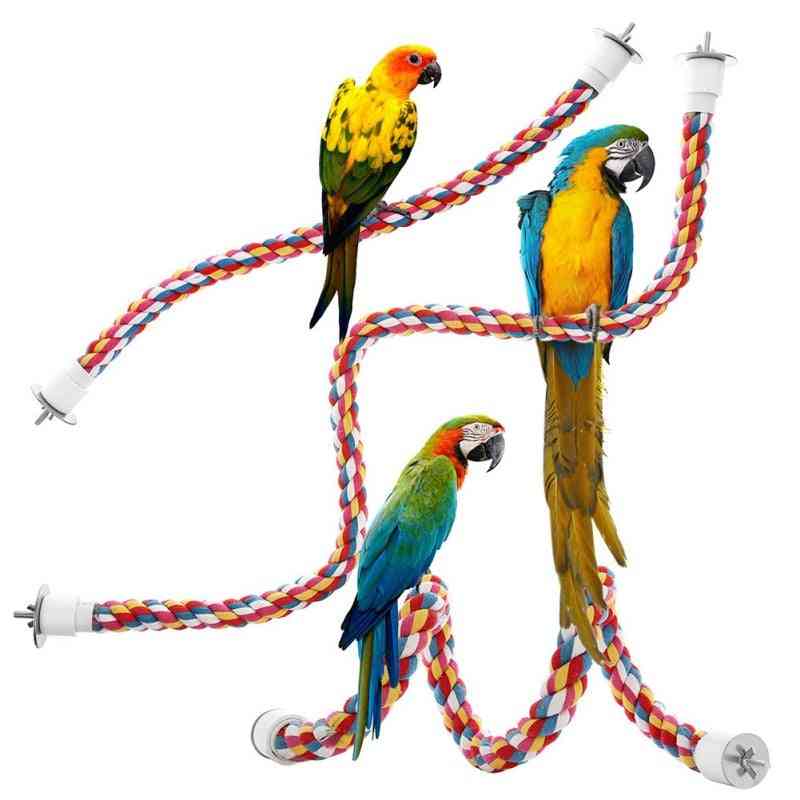 Interactive Pet Bird Parrot Colorful Rope Perches Cage Accessories