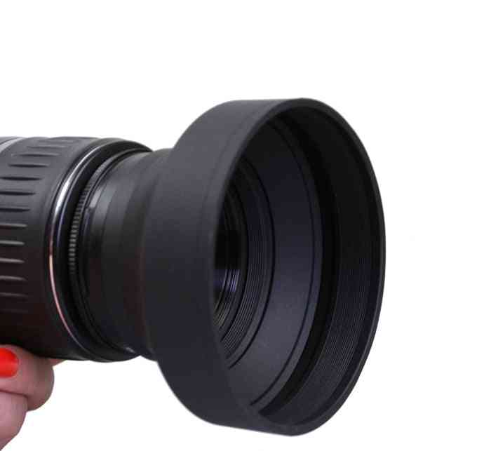 Rubber Lens Hood Tele Wide-angle Standard Telephoto + Lens Cap