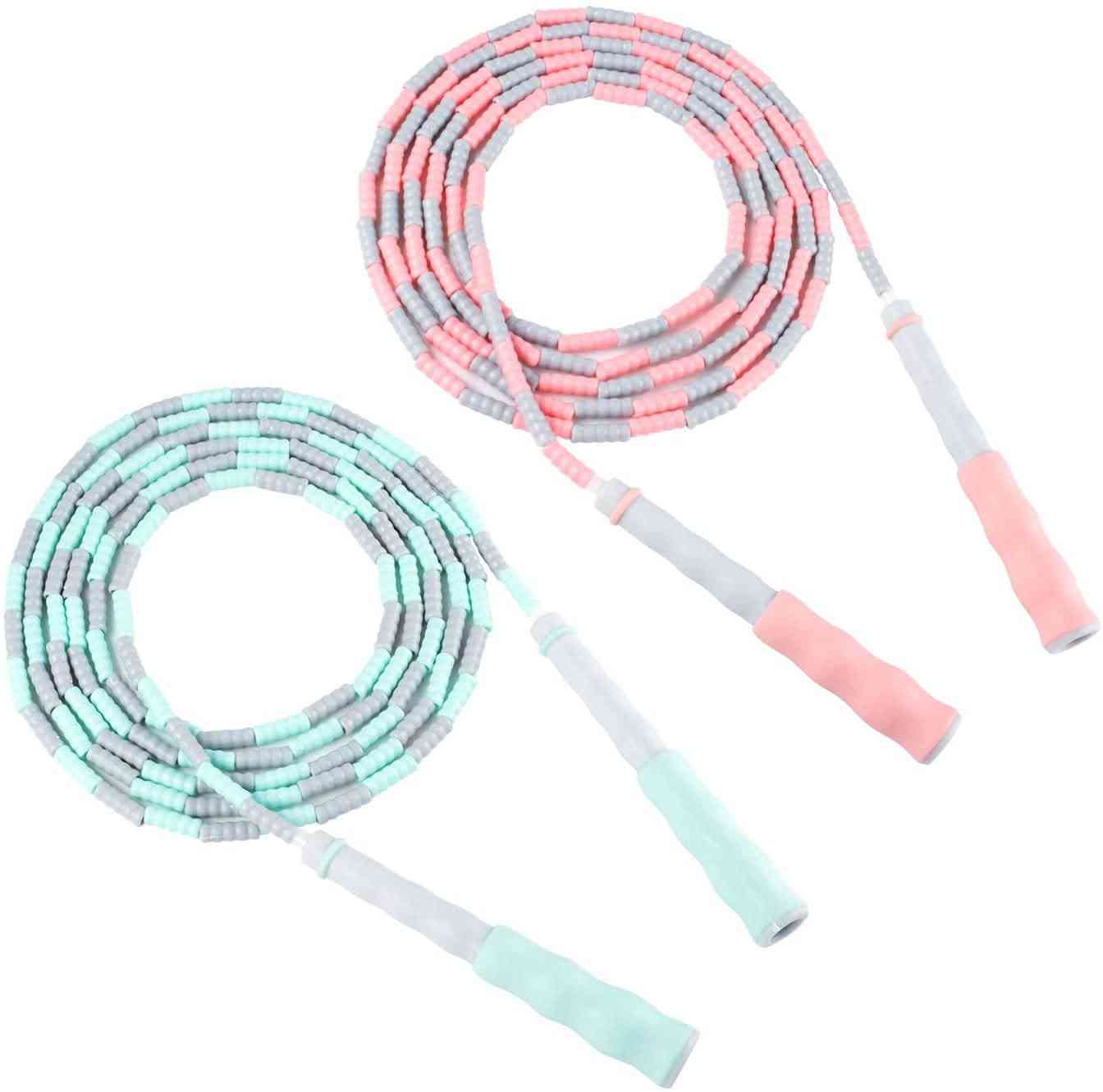 Soft Beaded Jump Rope Non-slip Handle Adjustable Tangle-free Segmented Fitness Rope