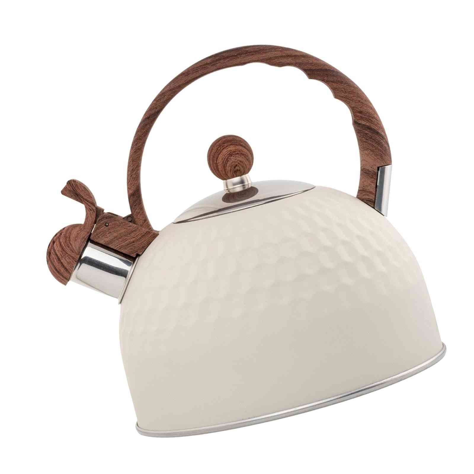 Vintage Whistling Tea Kettle Concave Pattern Resistant White Handle Tea Pot