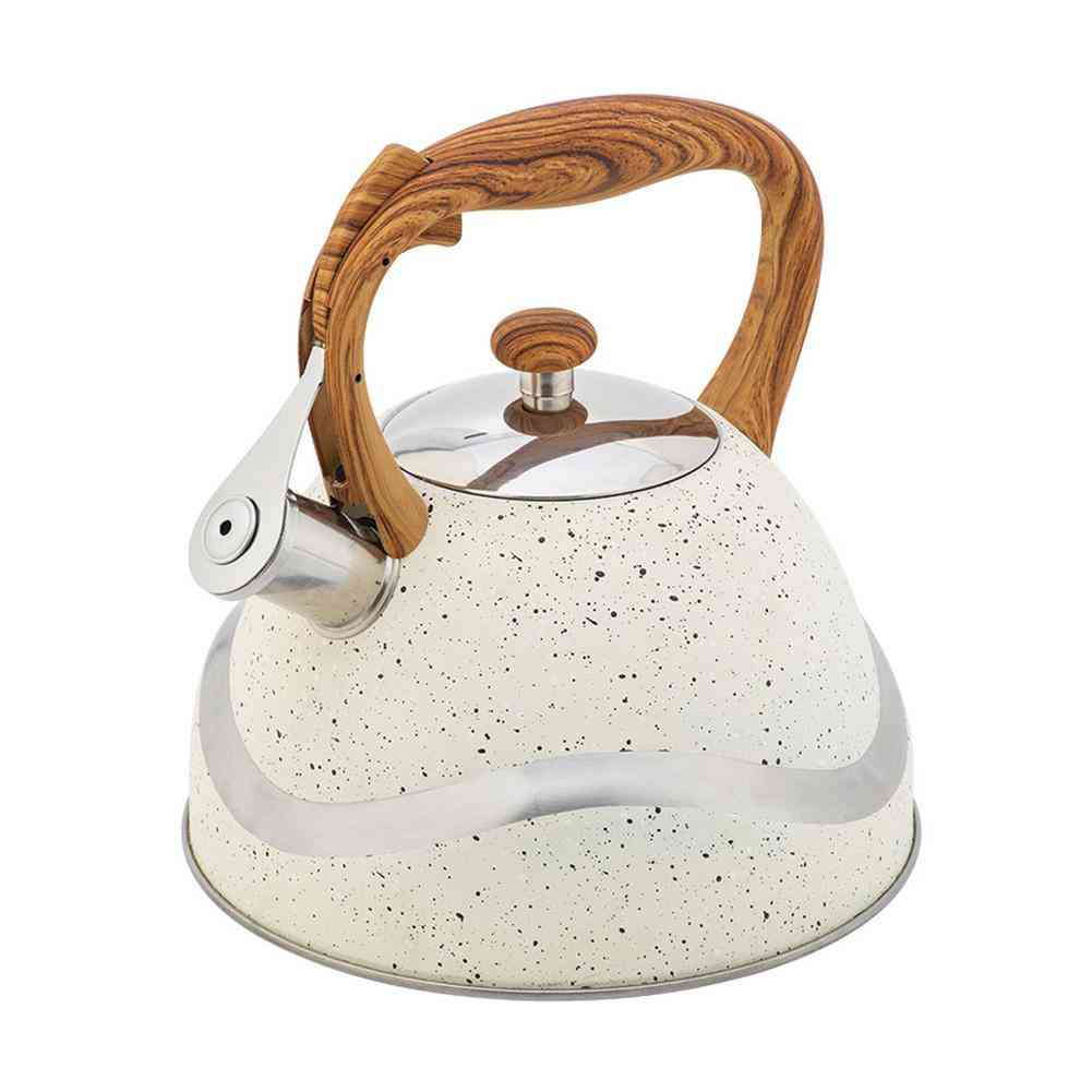 Whistling Kettle Large Capacity Stainless Steel Water Kettle With Wooden Heat