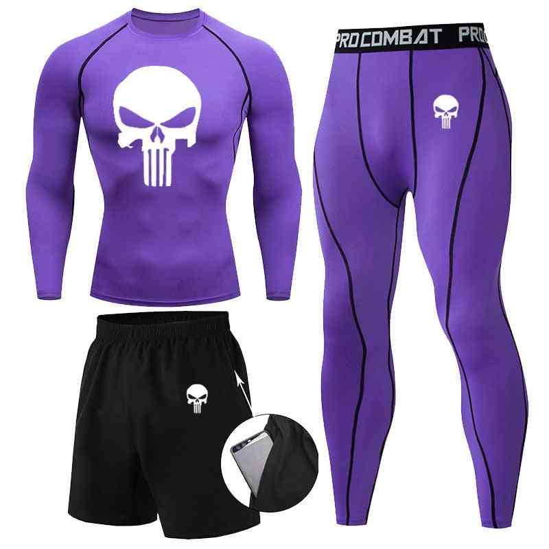 Skull Gym Men Boxing Clothing T-shirt Pants Shorts Set
