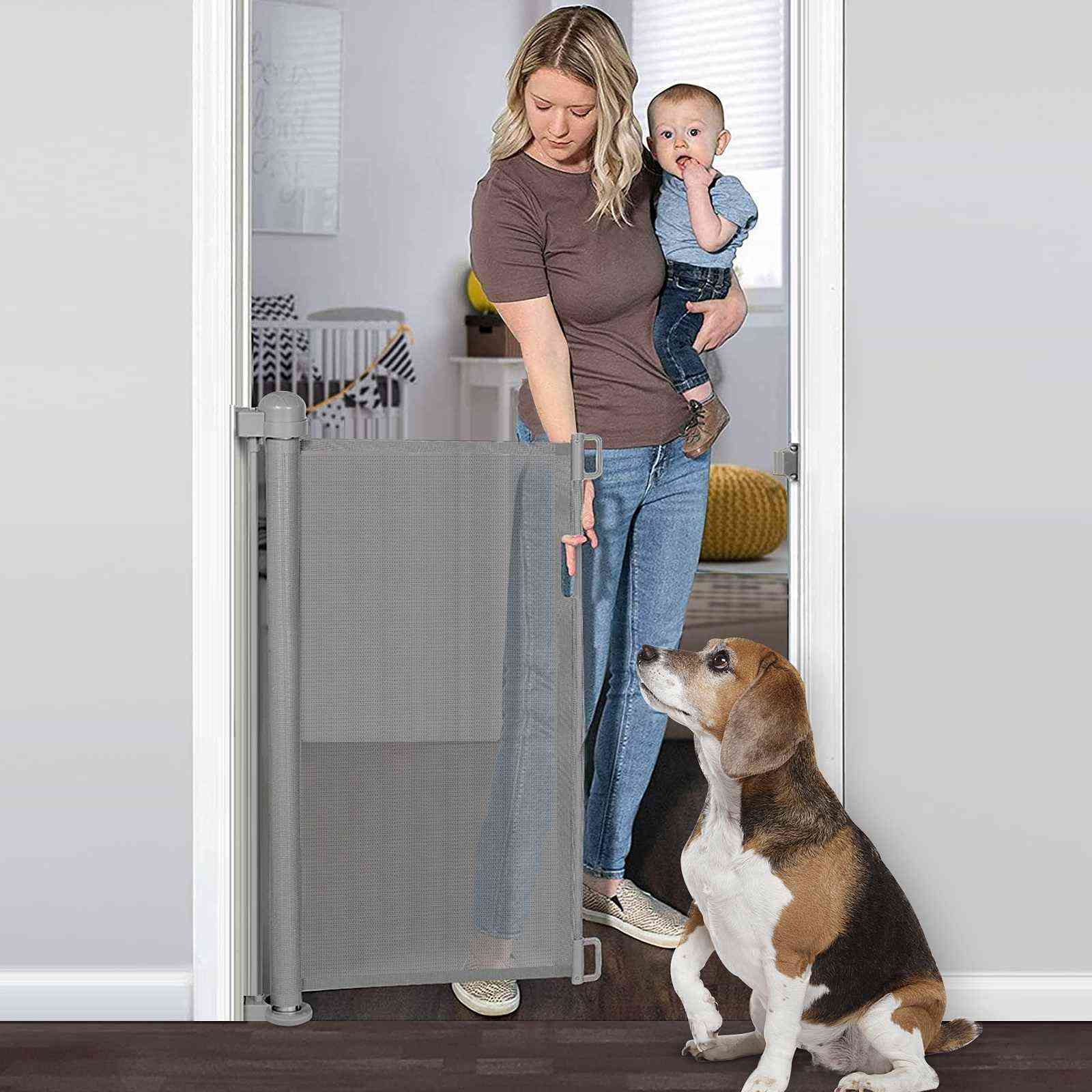 Retractable Baby Gate Child Safety Barrier Extra Wide Mesh Safety Door For Doorways Stairs Hallways Indoor Outdoor Pet Dog Gate