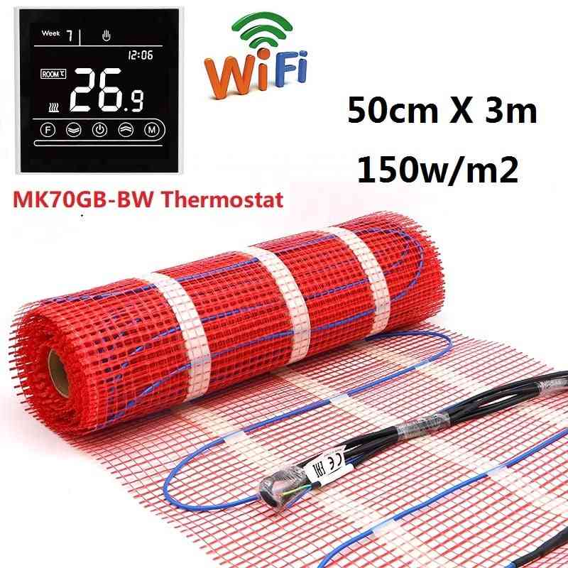 1.5m2 Electric Underfloor Heating Mat 150w/m2 50cmx3m Under Tile Warming Mat With Wifi Thermostat