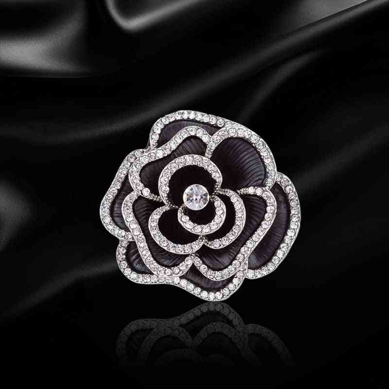 Rhinestone Rose Flower Full Crystal Brooches