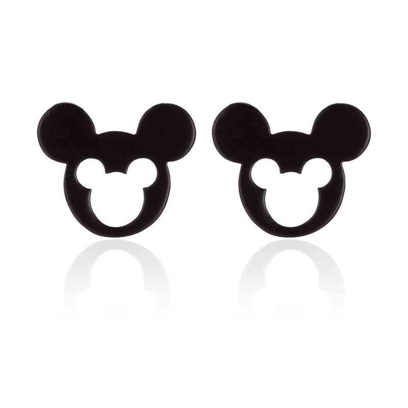 Cute Stainless Steel Double Mickey Stud Earrings Girl Birthday Cartoon