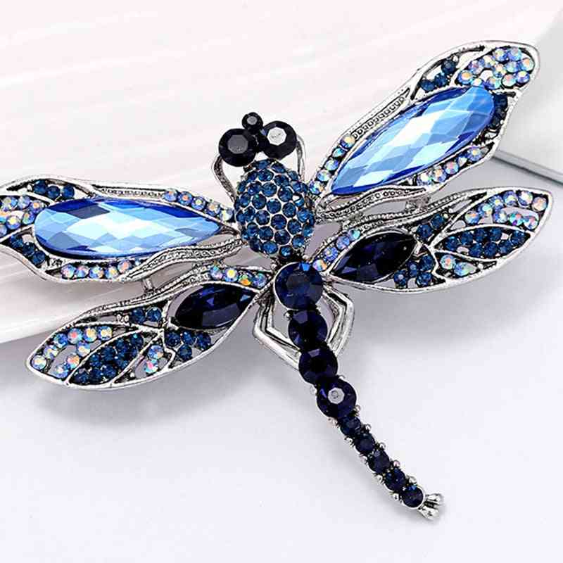 Blue Crystal Vintage Dragonfly Brooches