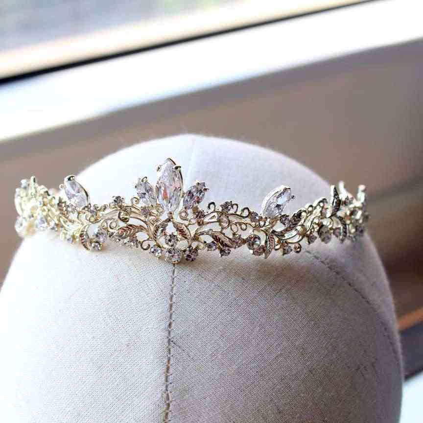 Light Gold Zircon Tiara Brides Child Tiara Wedding Hair Jewelry