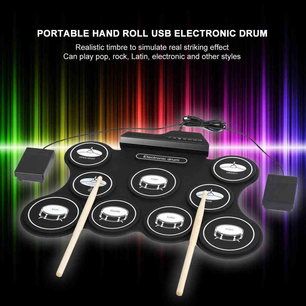 Roll Up Set Silicone 7 Pads Electronic Drum Sets