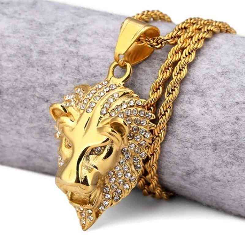 Lion Head Gold Personality Domineering Trend Necklace