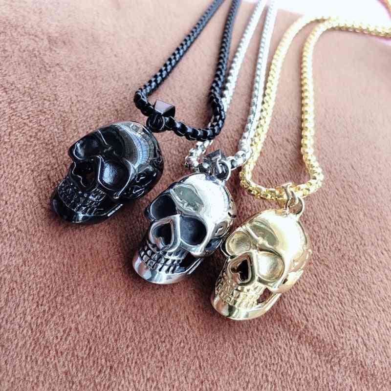 Punk Stainless Steel Skull Chain Pendant Necklace