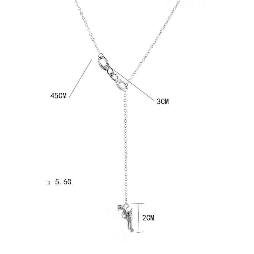 Retro Pistol Handcuffs Gun Pendant Necklace For Women