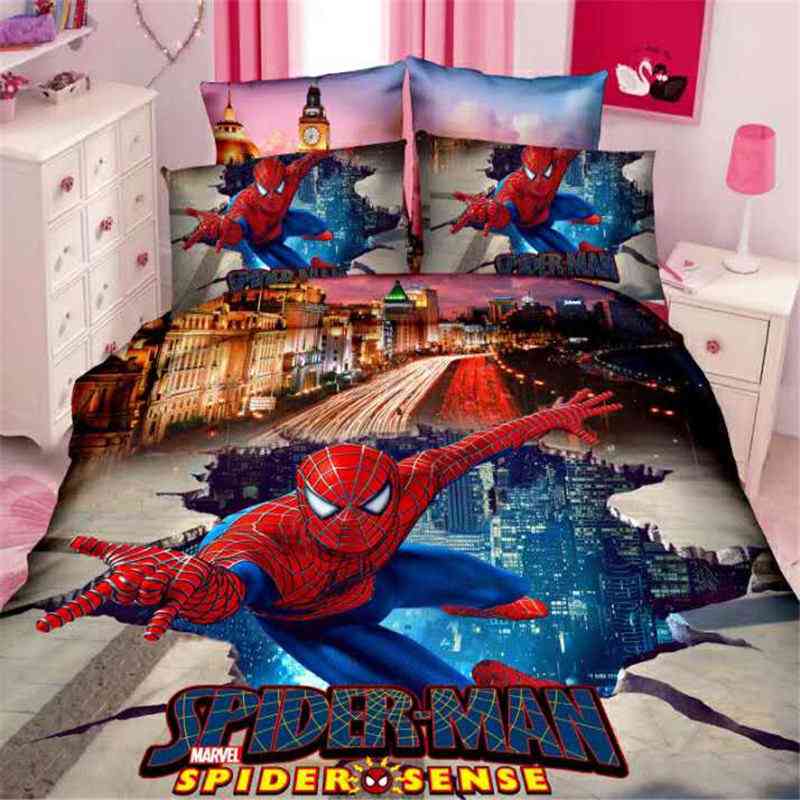 Disney Spiderman Bedding Set Cartoon Boy Bed Linens
