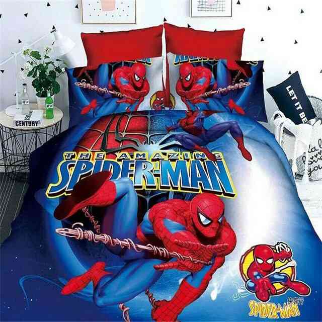Disney Spiderman Bedding Set Cartoon Boy Bed Linens